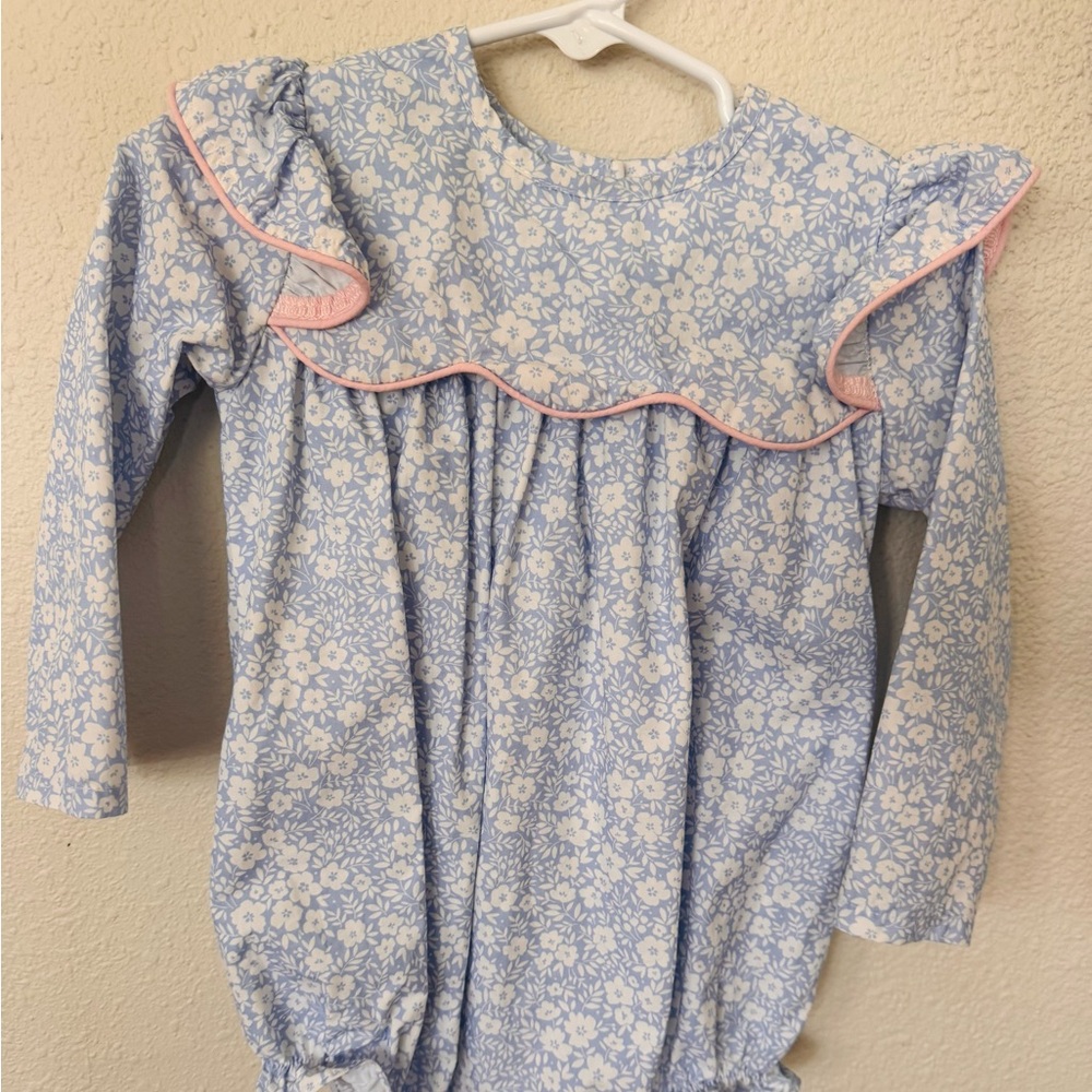 Floral Baby Bubble with Ruffle Collar
